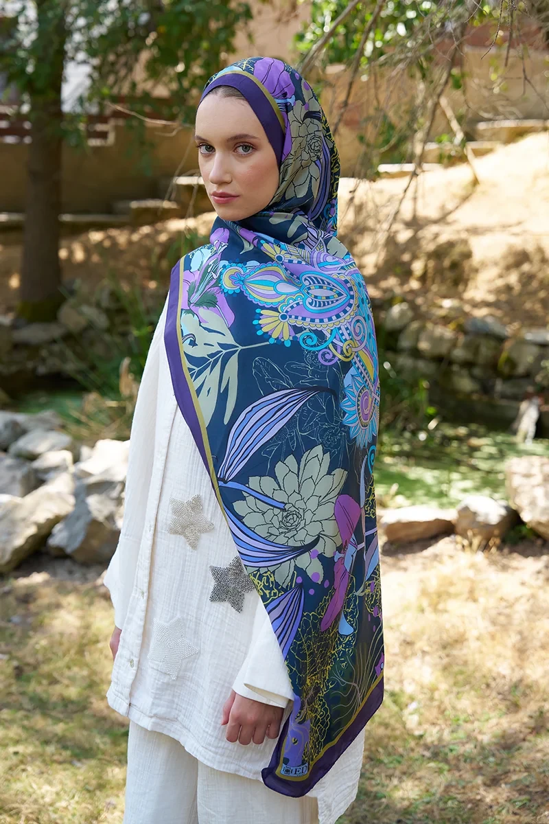 Inspired Fierra Desen Şal - Mor - 4