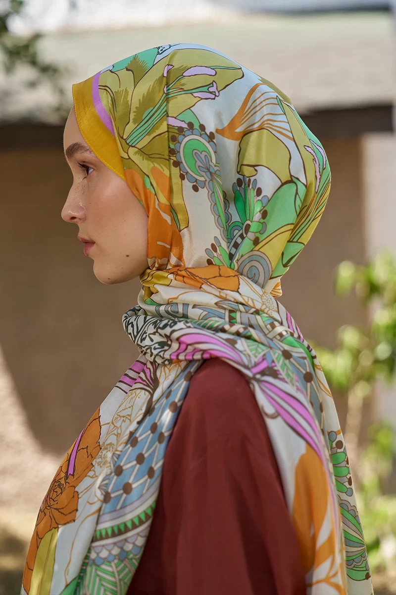 Inspired Fierra Desen Şal - Turuncu - ED SCARF