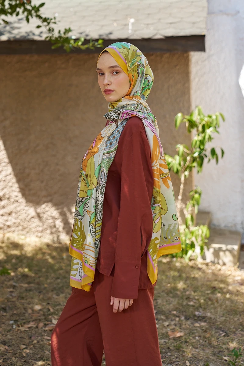 Inspired Fierra Desen Şal - Turuncu - 4