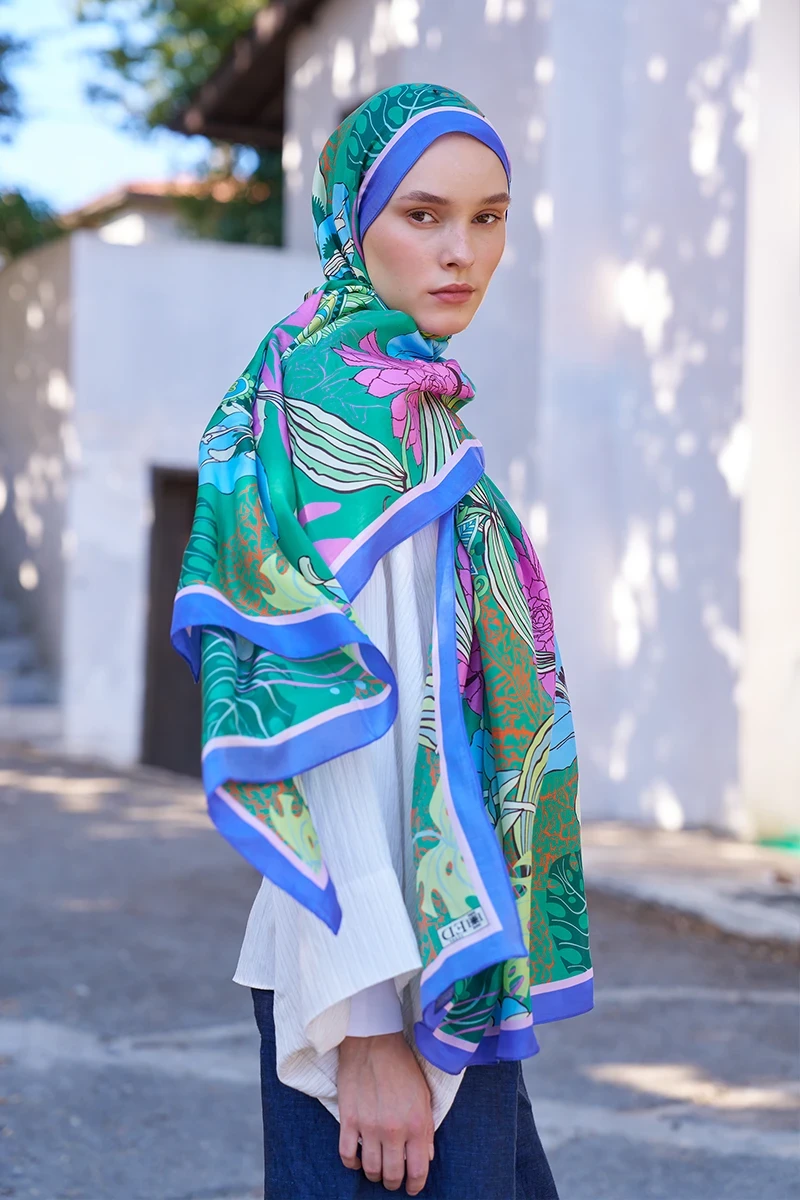 Inspired Fierra Desen Şal - Yeşil - ED SCARF