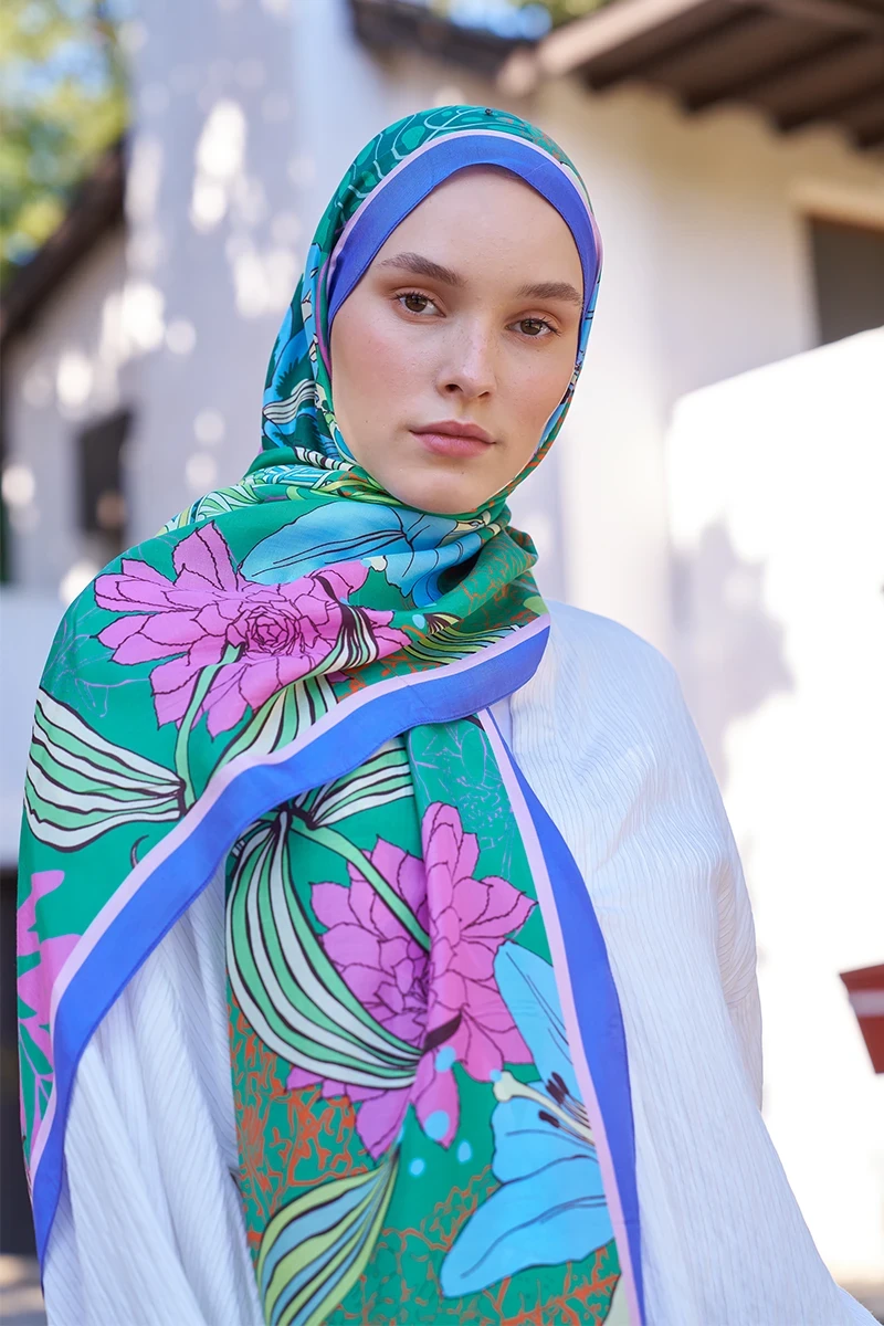 Inspired Fierra Desen Şal - Yeşil - ED SCARF