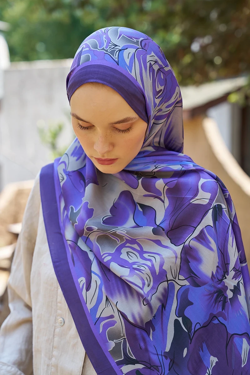 Inspired Limerence Desen Şal - Mor - ED SCARF