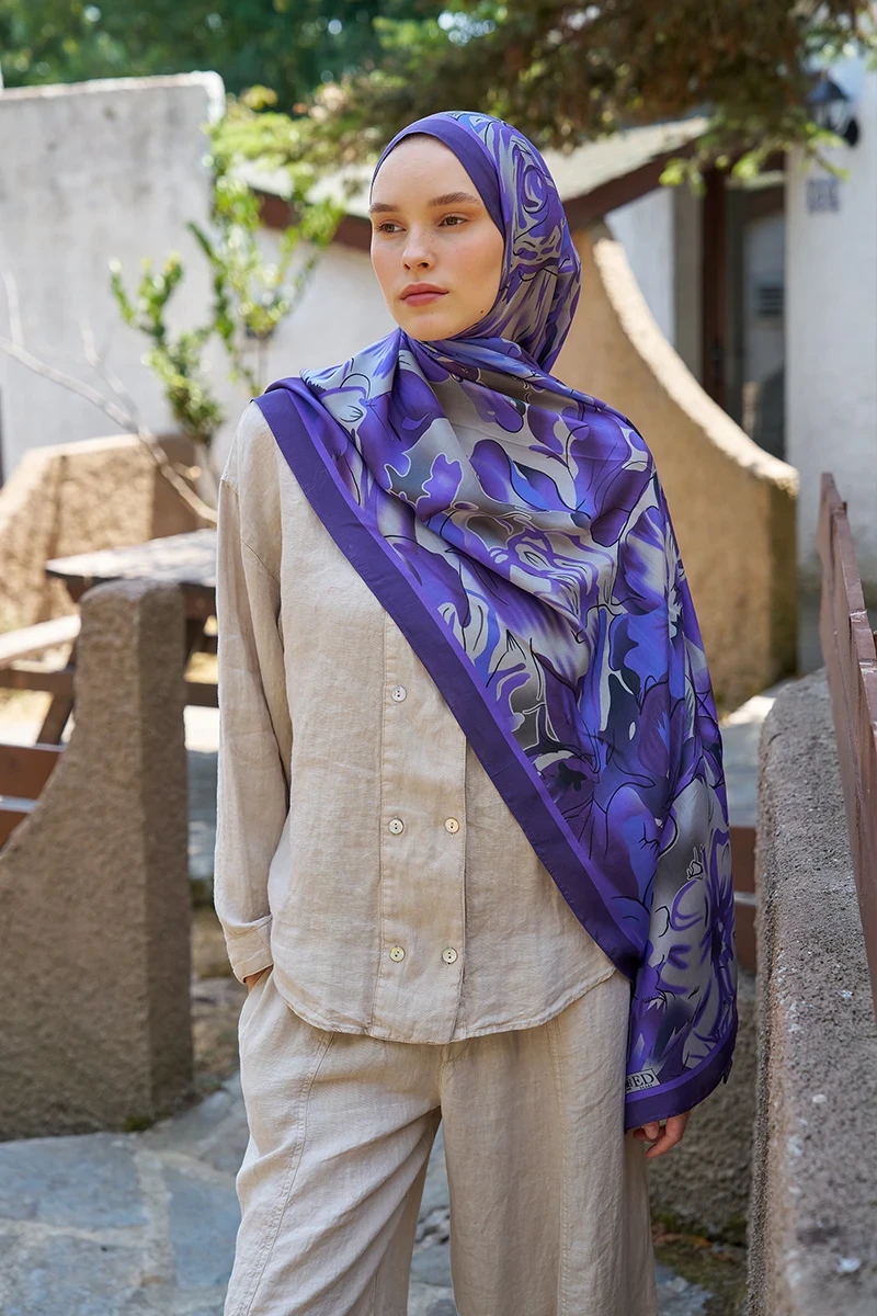Inspired Limerence Desen Şal - Mor - ED SCARF