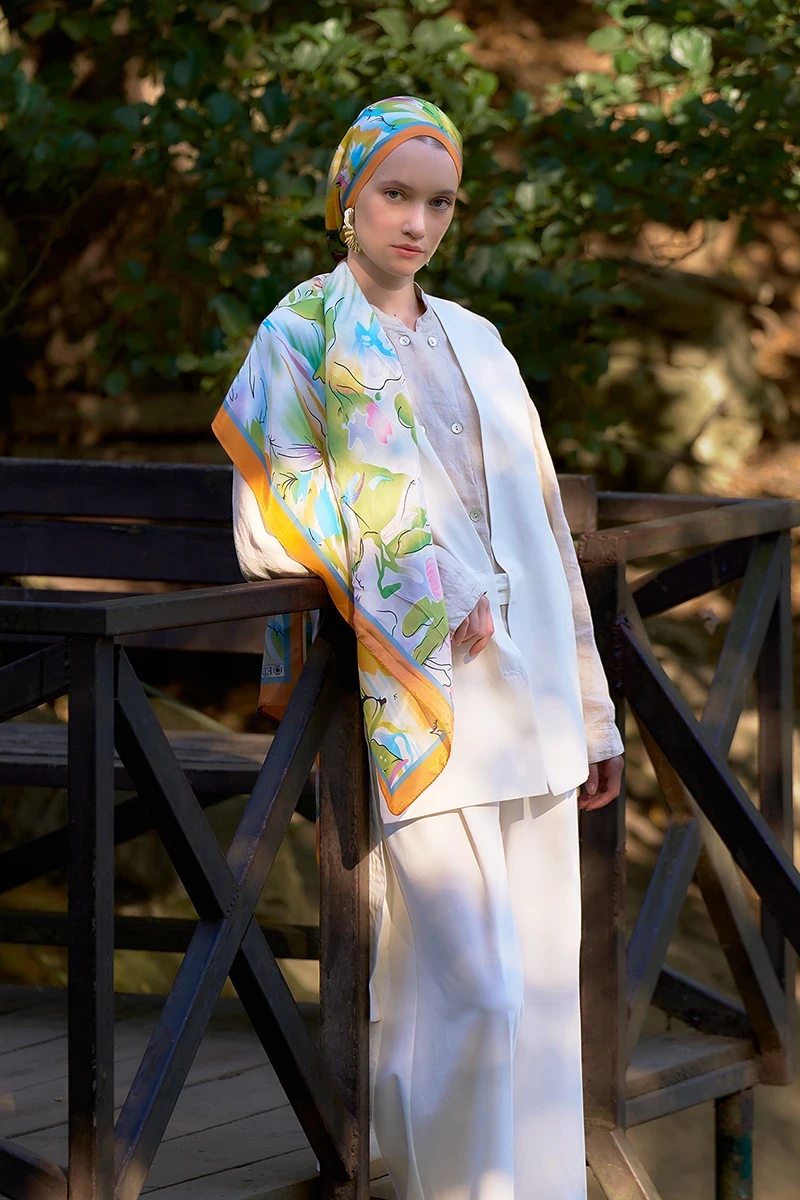Inspired Limerence Desen Şal - Turuncu - ED SCARF