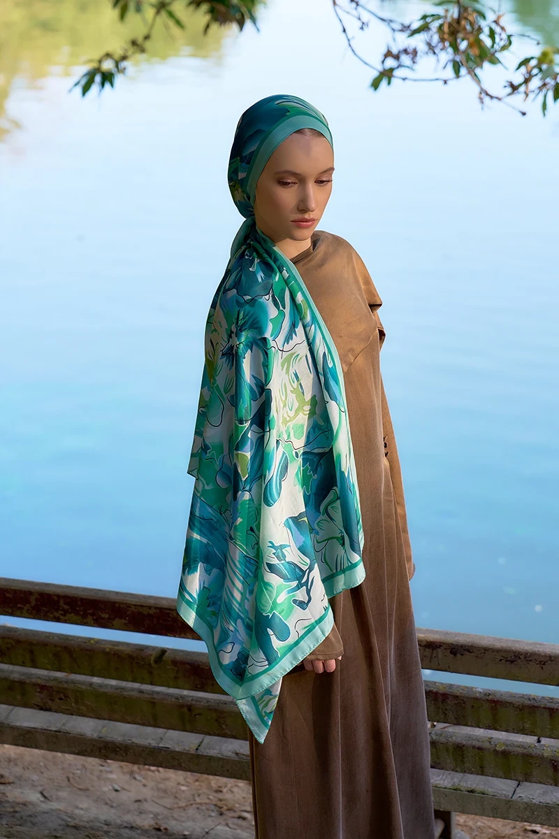Inspired Limerence Desen Şal - Yeşil - ED SCARF