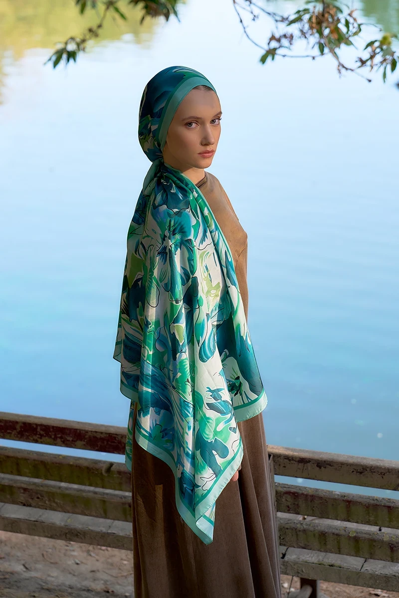 Inspired Limerence Desen Şal - Yeşil - ED SCARF