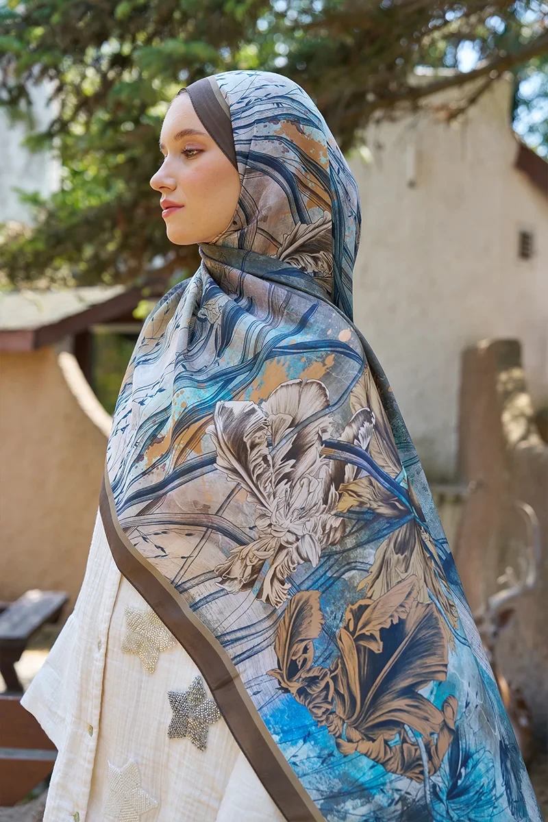 Inspired Marin Desen Şal - Kahverengi - ED SCARF
