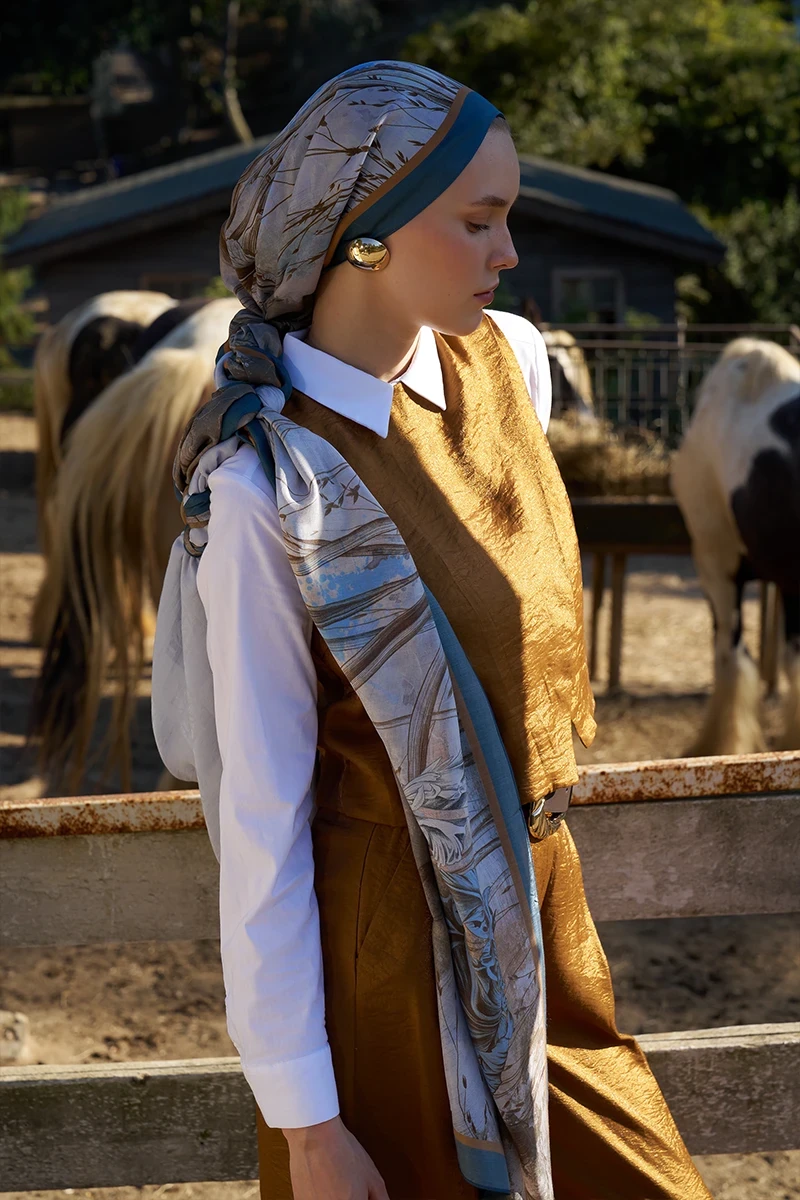 Inspired Marin Desen Şal - Mavi - 1