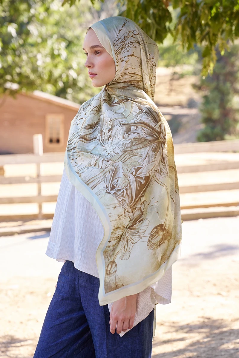 Inspired Marin Desen Şal - Sarı - 4