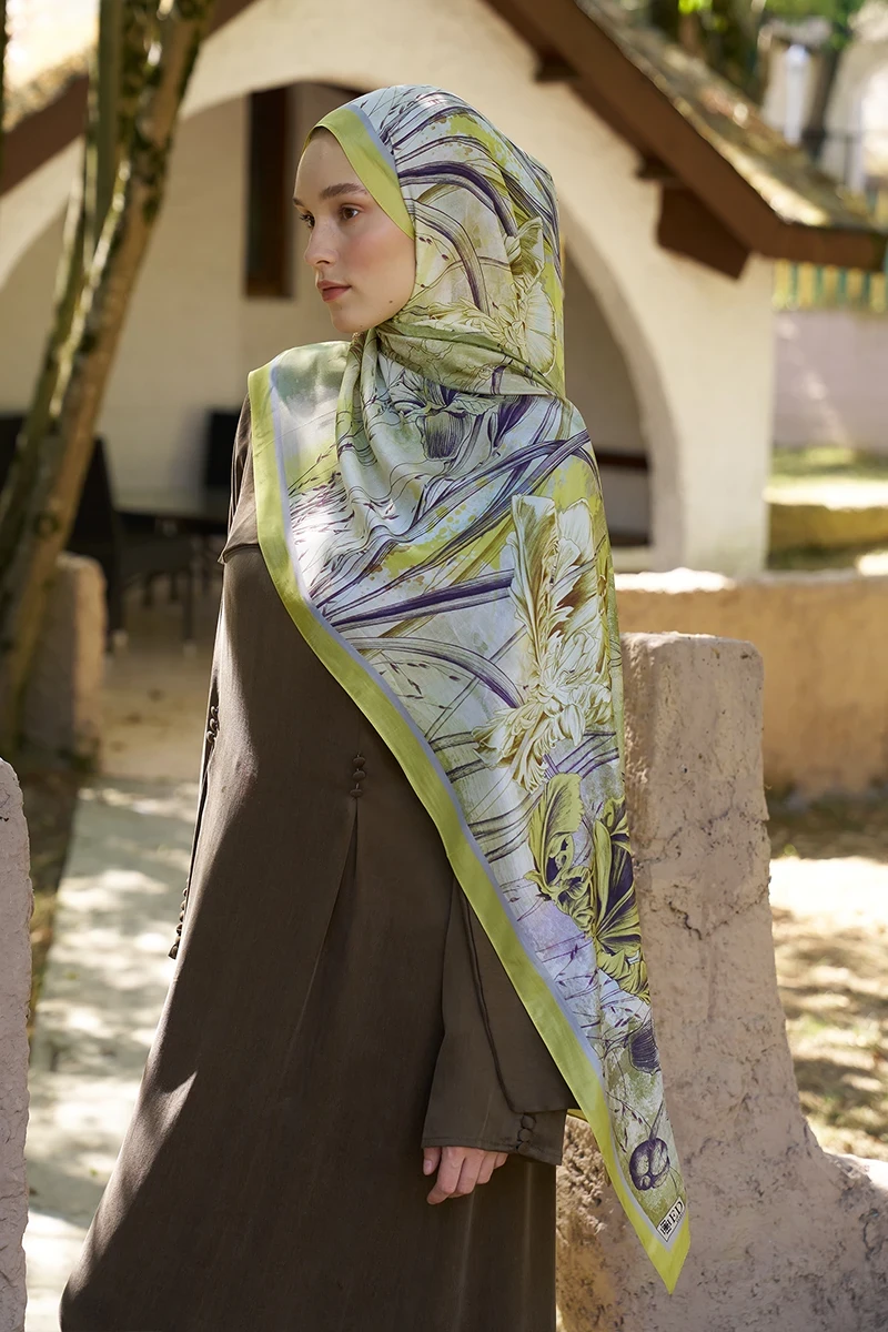 Inspired Marin Desen Şal - Yağ Yeşili - ED SCARF