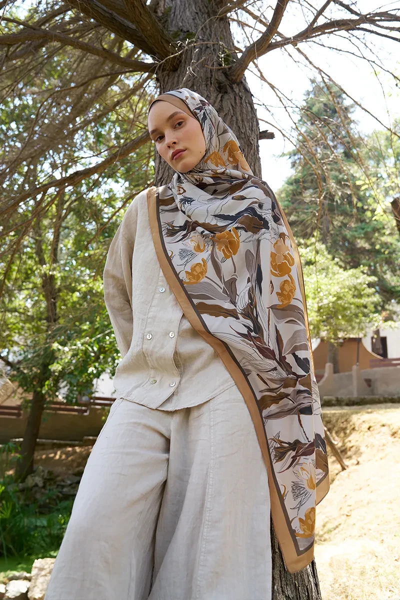 Inspired Muse Desen Şal - Bej - ED SCARF