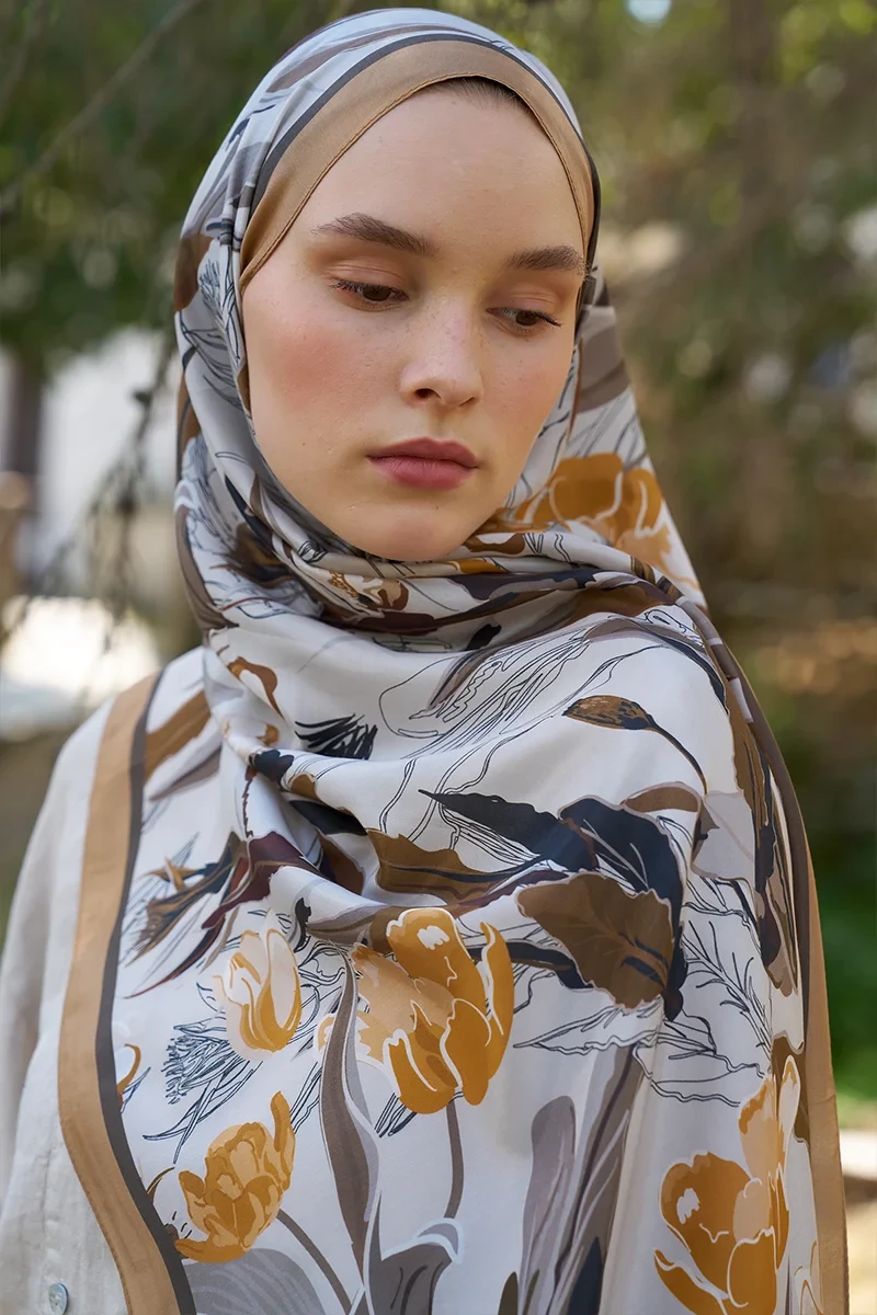 Inspired Muse Desen Şal - Bej - ED SCARF