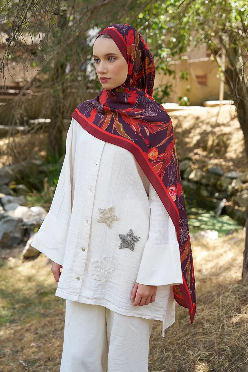 Inspired Muse Desen Şal - Bordo - ED SCARF