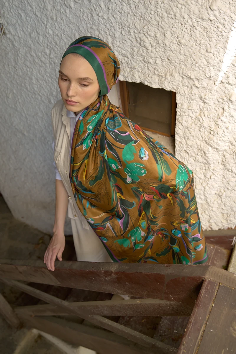 Inspired Muse Desen Şal - Kahverengi - ED SCARF