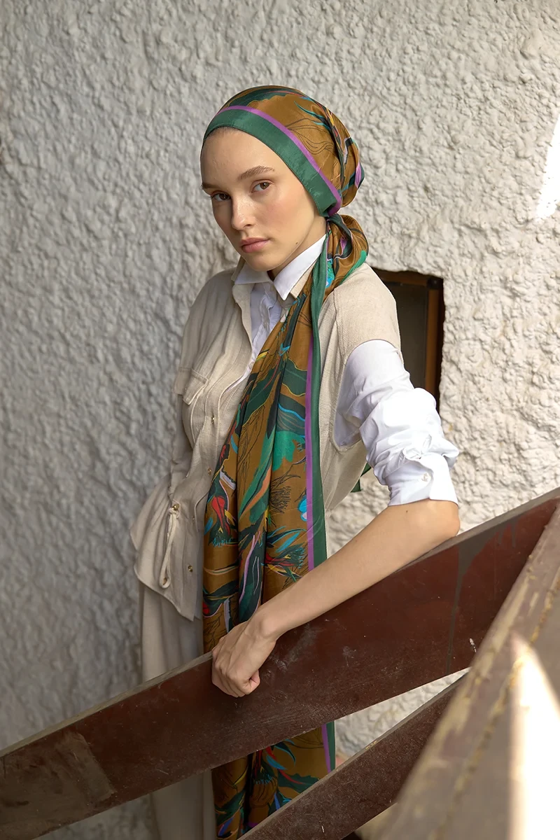 Inspired Muse Desen Şal - Kahverengi - ED SCARF