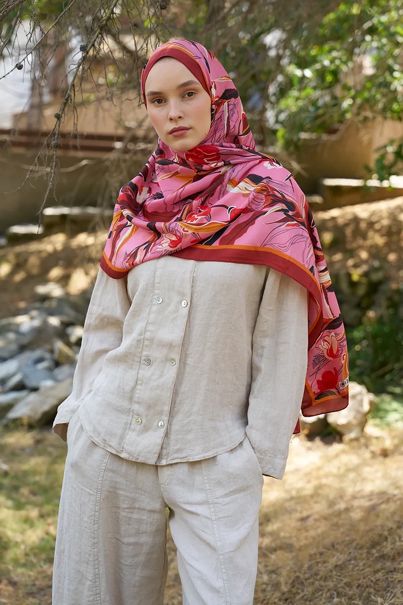 Inspired Muse Desen Şal - Kiremit - ED SCARF