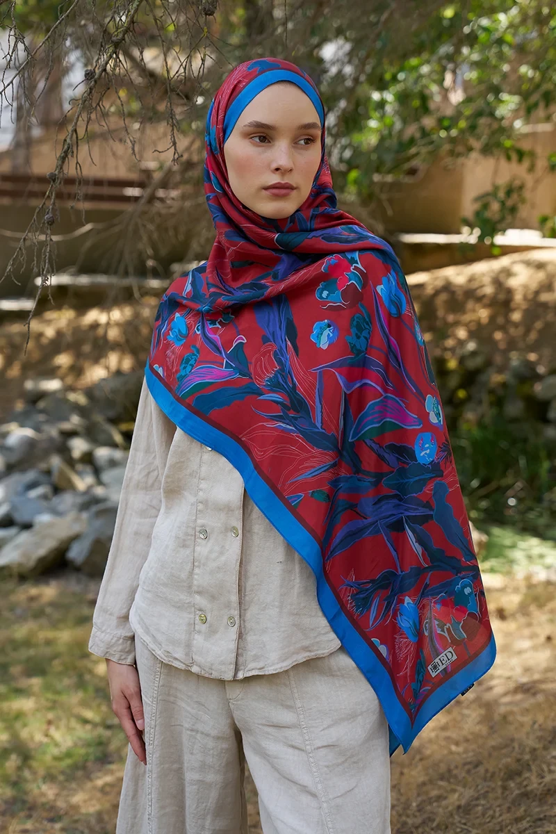 Inspired Muse Desen Şal - Kırmızı - ED SCARF