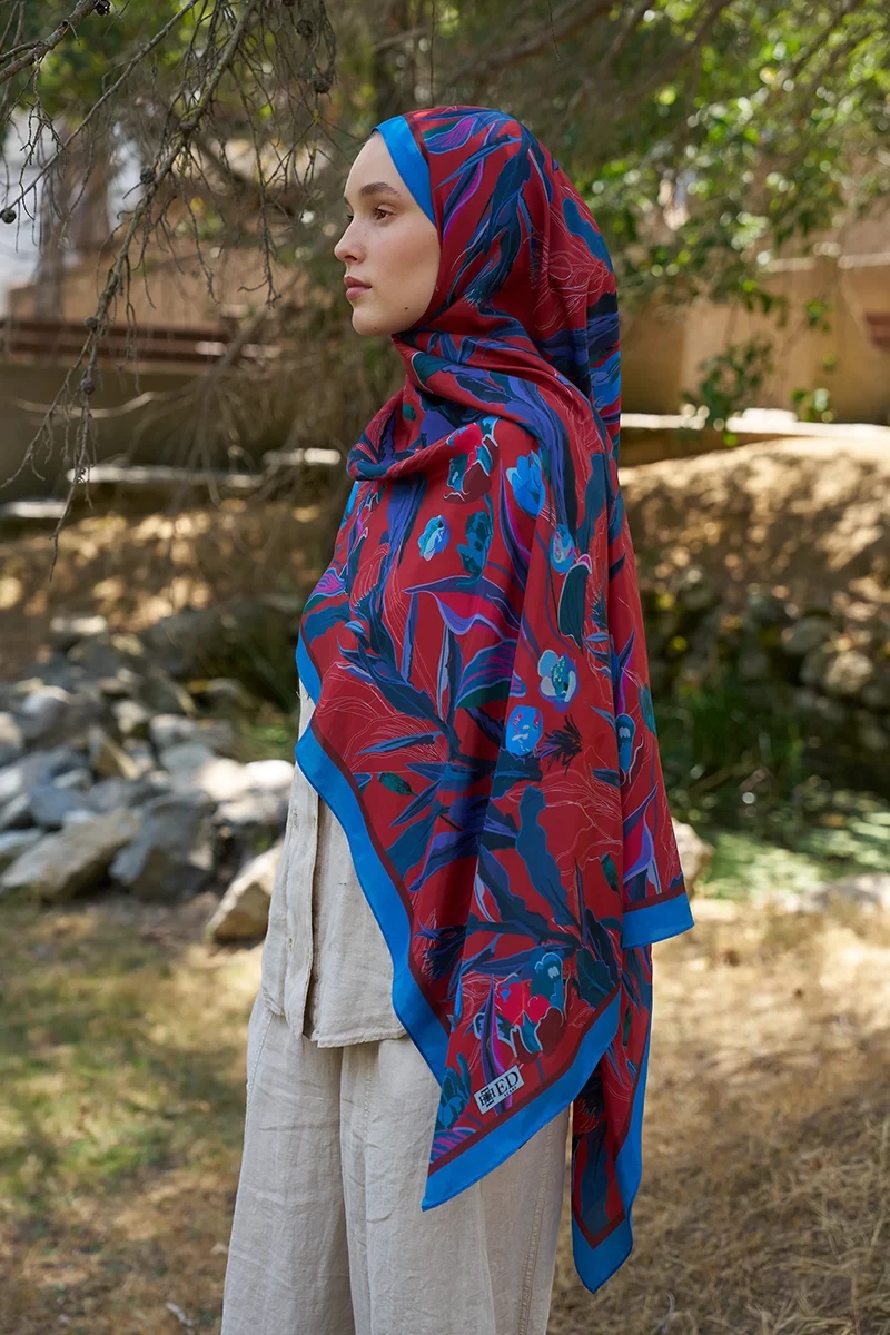 Inspired Muse Desen Şal - Kırmızı - ED SCARF