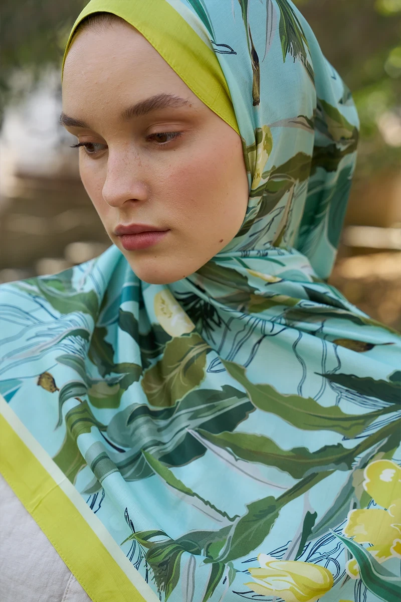 Inspired Muse Desen Şal - Lime - 1
