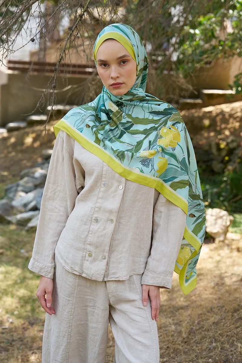 Inspired Muse Desen Şal - Lime - 4