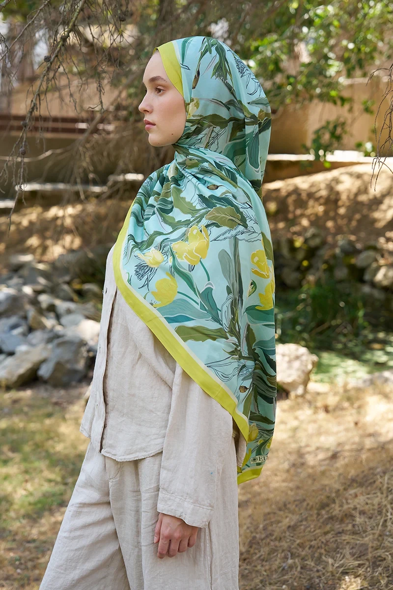 Inspired Muse Desen Şal - Lime - 5