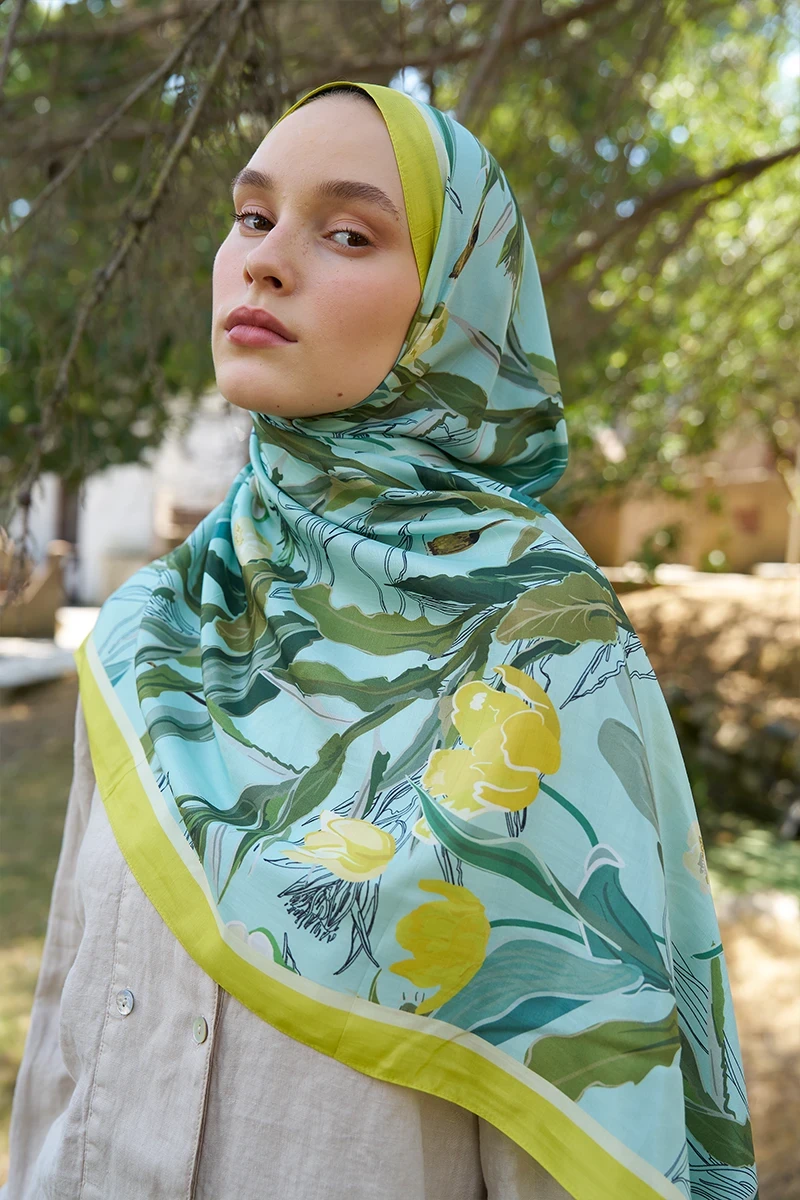 Inspired Muse Desen Şal - Lime - 3