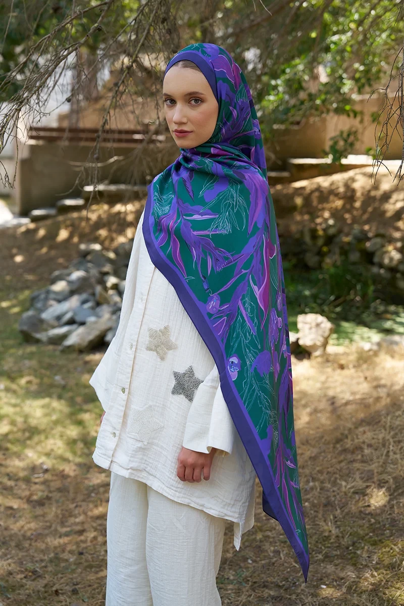 Inspired Muse Desen Şal - Mor - ED SCARF