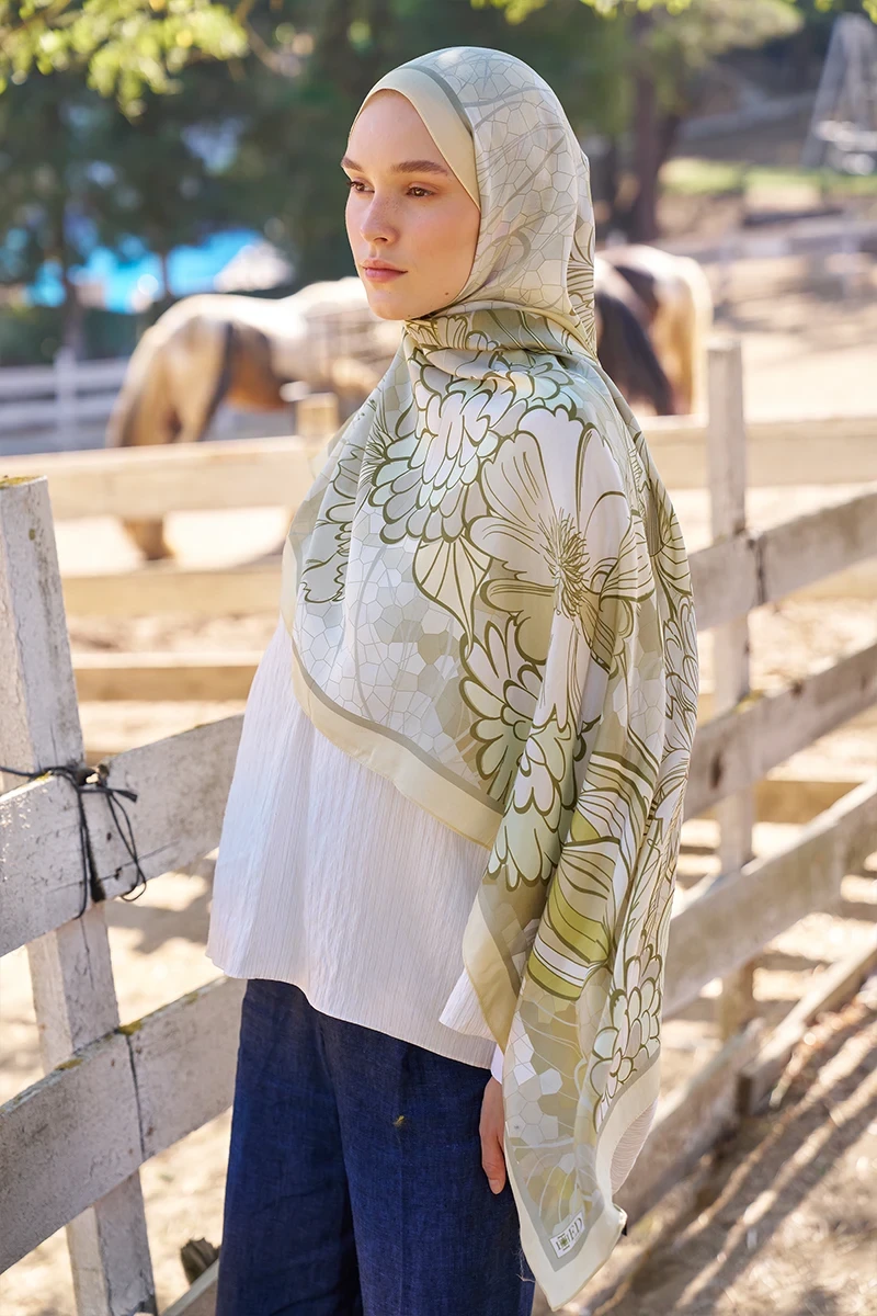 Inspired Velarose Desen Şal - Sarı - ED SCARF