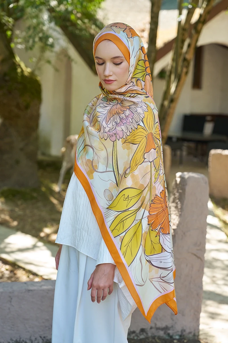 Inspired Velarose Desen Şal - Turuncu - 2