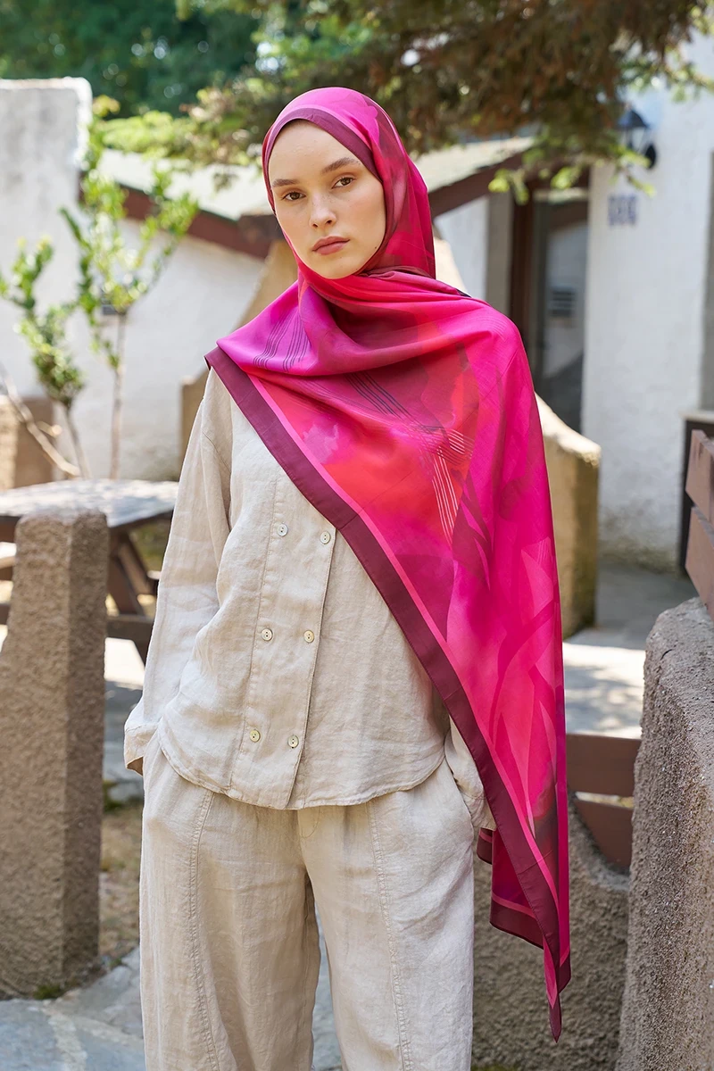 Inspired Volen Desen Şal - Bordo - ED SCARF