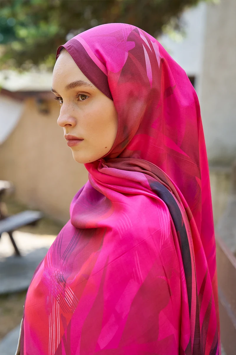 Inspired Volen Desen Şal - Bordo - ED SCARF