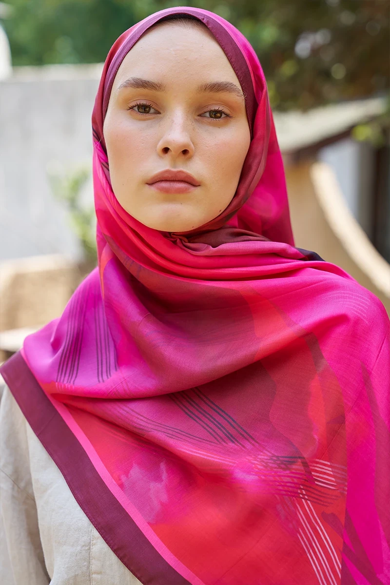 Inspired Volen Desen Şal - Bordo - ED SCARF