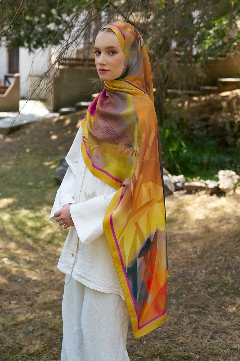 Inspired Volen Desen Şal - Hardal - ED SCARF