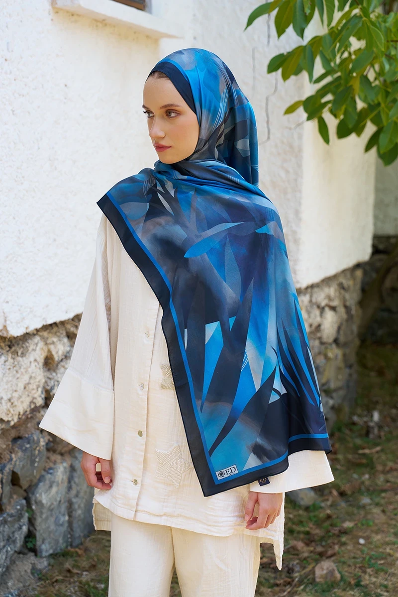 Inspired Volen Desen Şal - Lacivert - ED SCARF