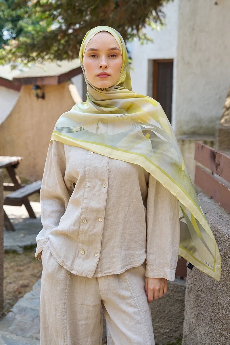 Inspired Volen Desen Şal - Sarı - ED SCARF