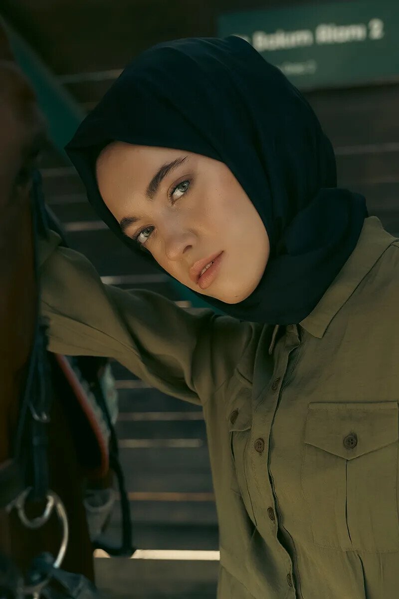 İpeksi Jakar Şal Monogram Desen - Siyah - ED Scarf