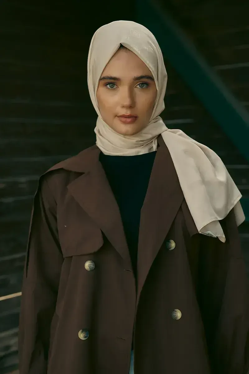 İpeksi Jakar Şal Monogram Desen - Taş - 1