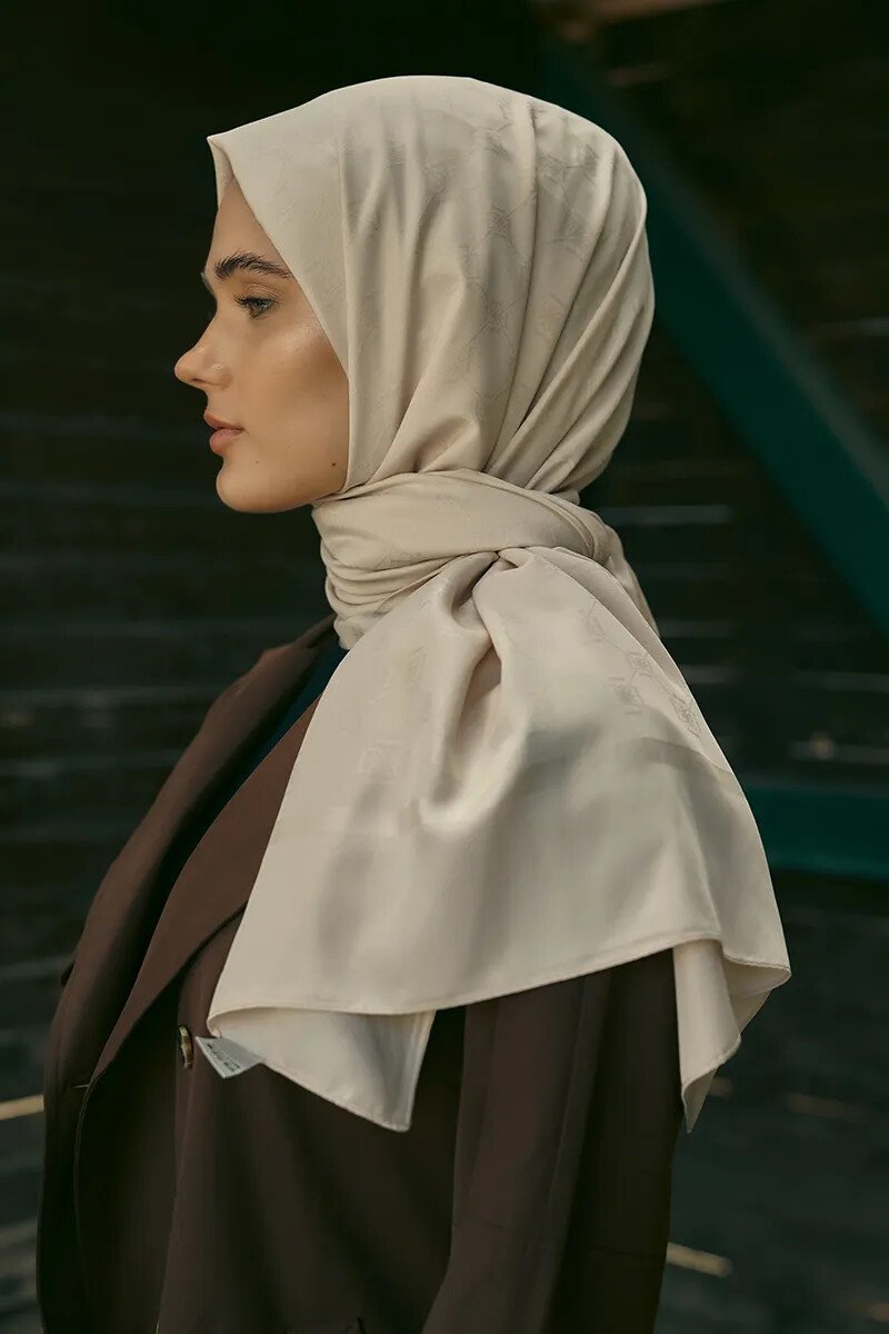 İpeksi Jakar Şal Monogram Desen - Taş - ED Scarf