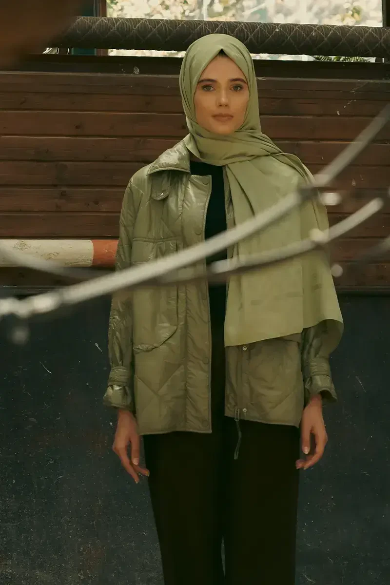 İpeksi Jakar Şal Monogram Desen - Yeşil - ED Scarf