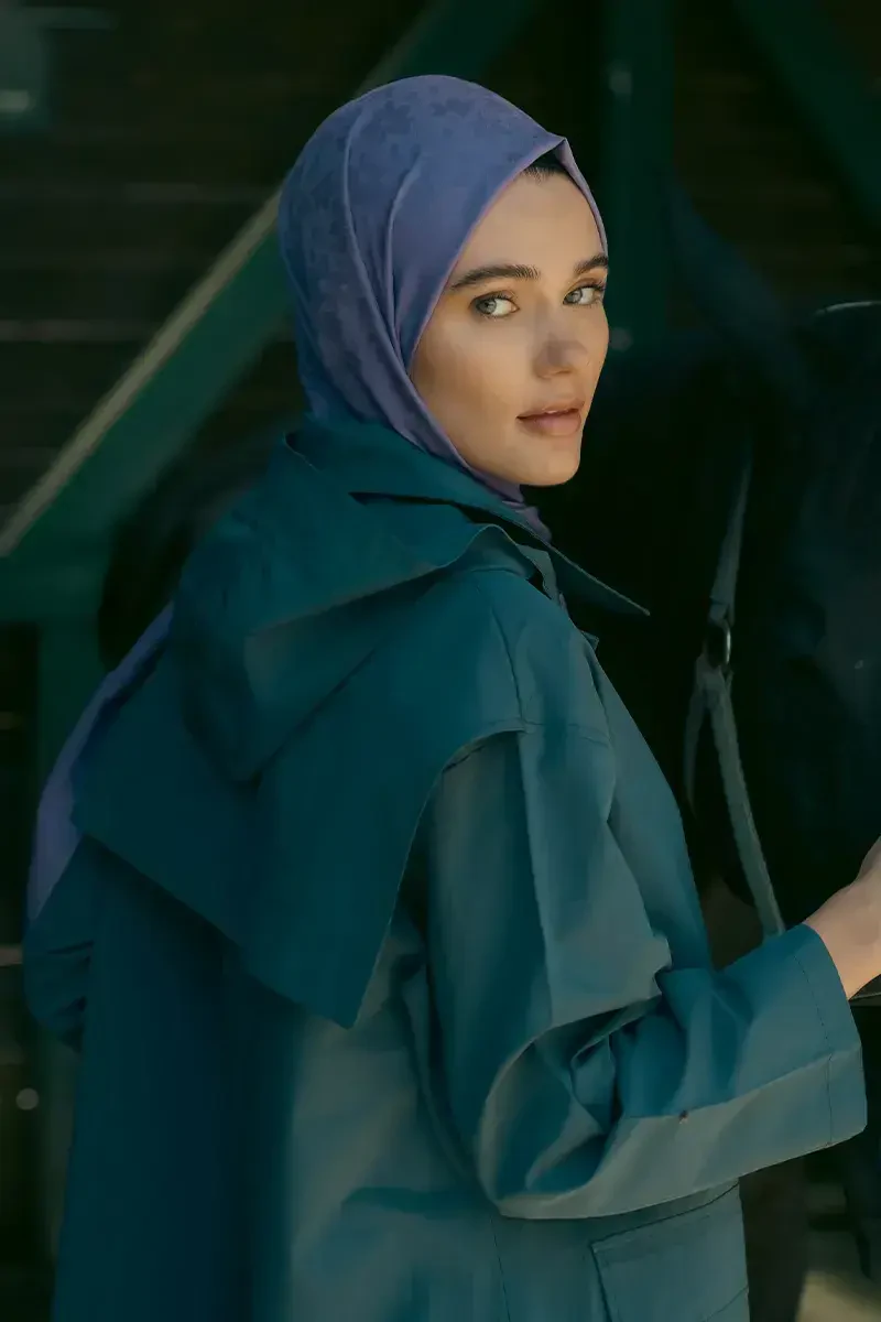 İpeksi Jakar Şal Papatya Desen - Mor - ED Scarf