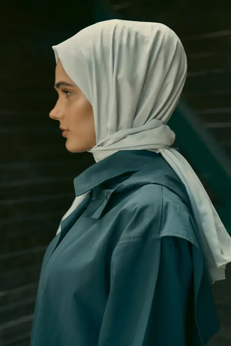 İpeksi Jakar Şal Zikzak Desen - Gümüş - ED Scarf