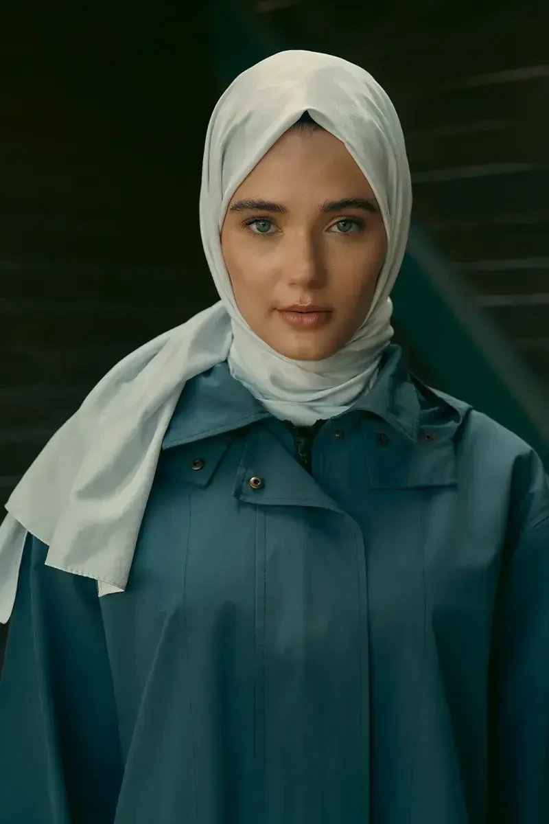 İpeksi Jakar Şal Zikzak Desen - Gümüş - ED Scarf