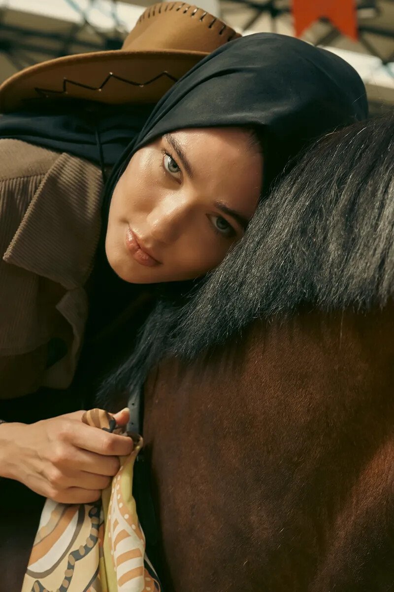 İpeksi Jakar Şal Zikzak Desen - Siyah - ED Scarf