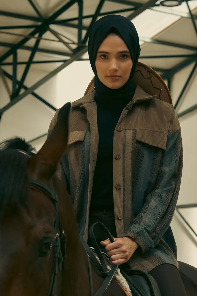 İpeksi Jakar Şal Zikzak Desen - Siyah - ED Scarf