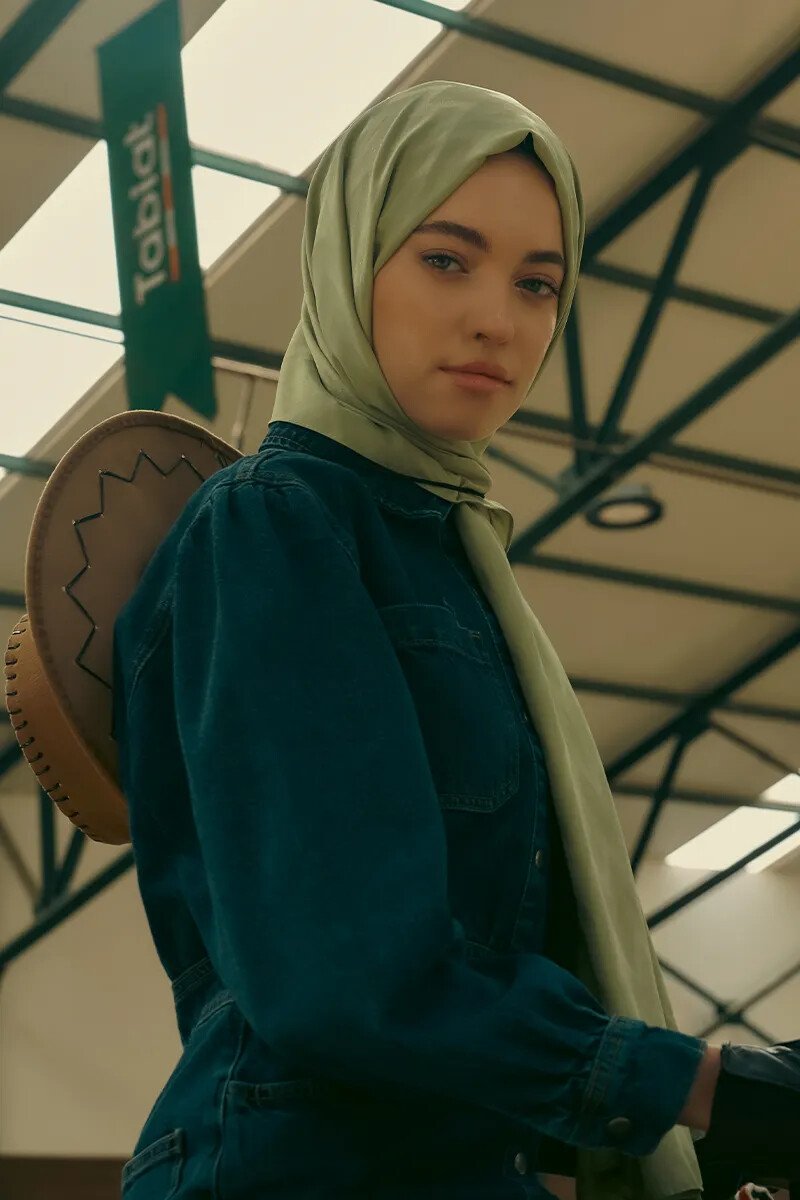 İpeksi Jakar Şal Zikzak Desen - Yeşil - ED Scarf