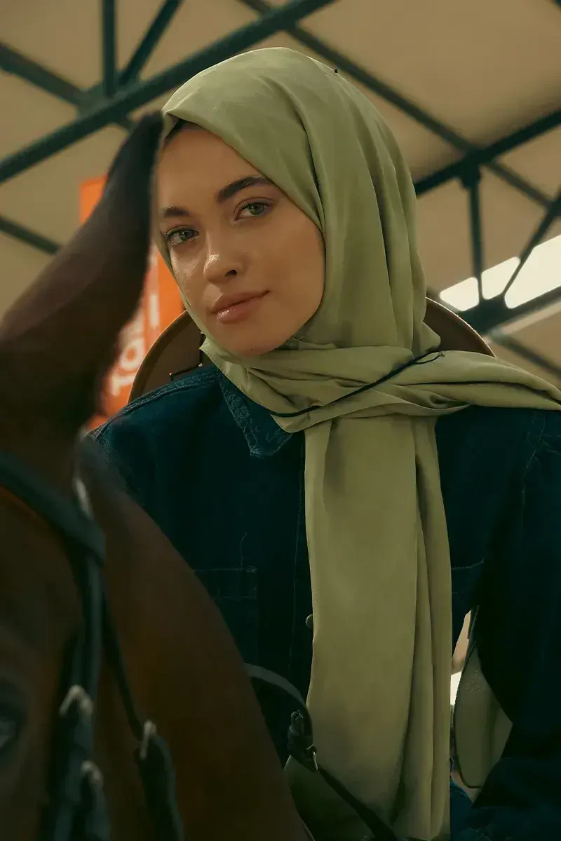 İpeksi Jakar Şal Zikzak Desen - Yeşil - ED Scarf