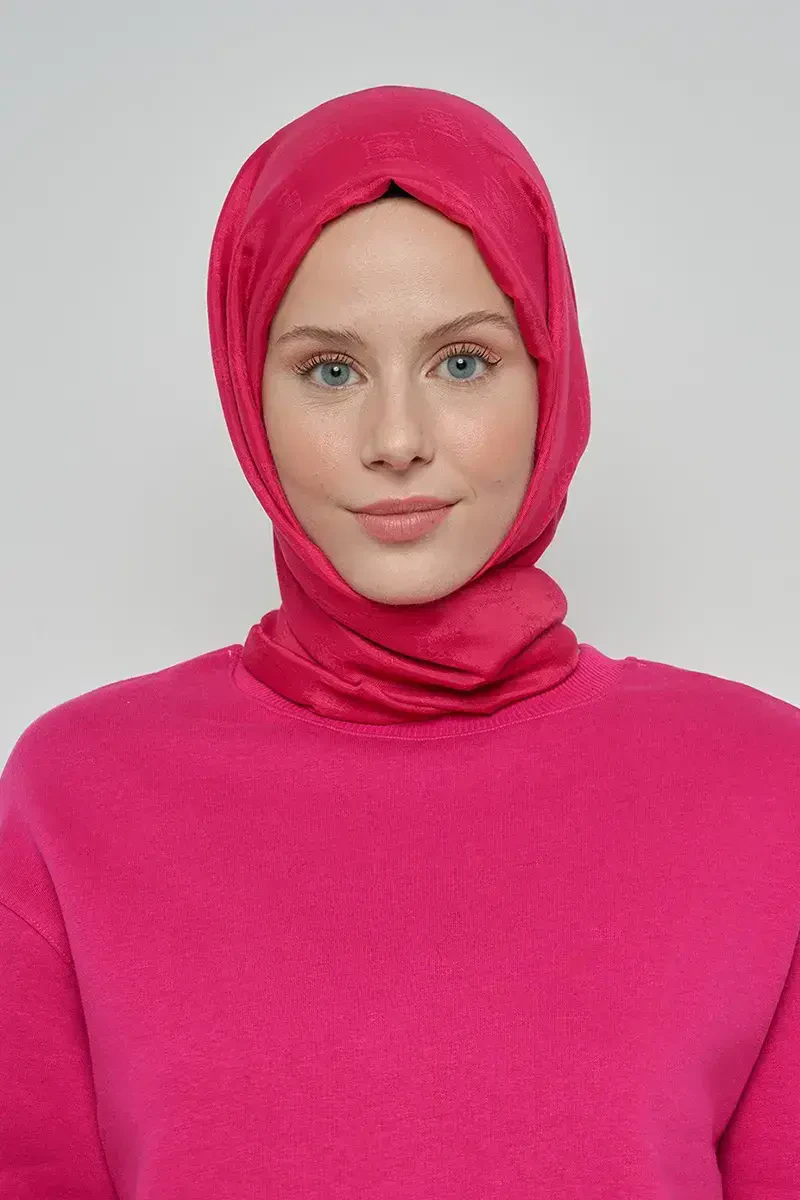 Jakar Pamuk Şal Monogram Desen - Pembe - ED Scarf