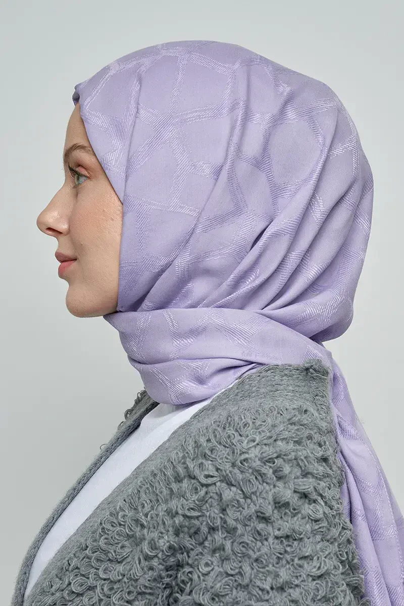 Jakar Pamuk Şal Mozaik Desen - Lila - 4