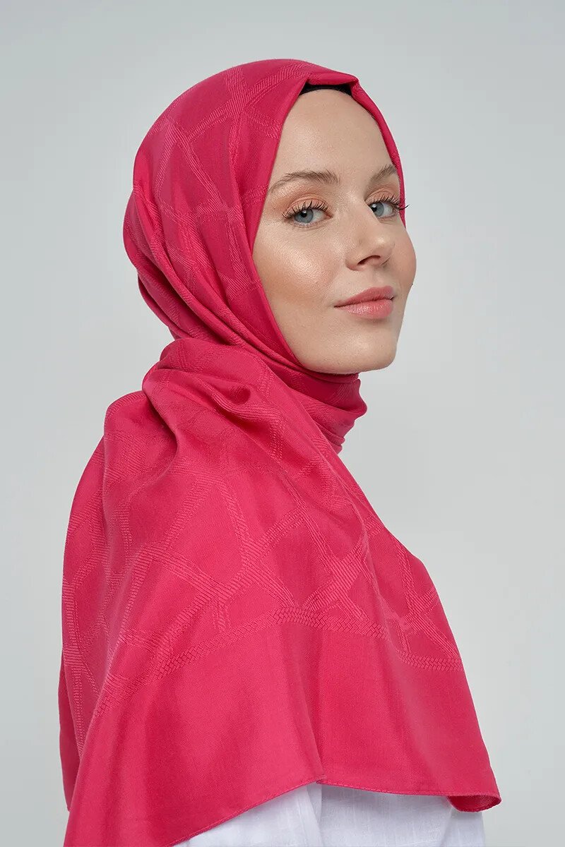 Jakar Pamuk Şal Mozaik Desen - Pembe - ED Scarf