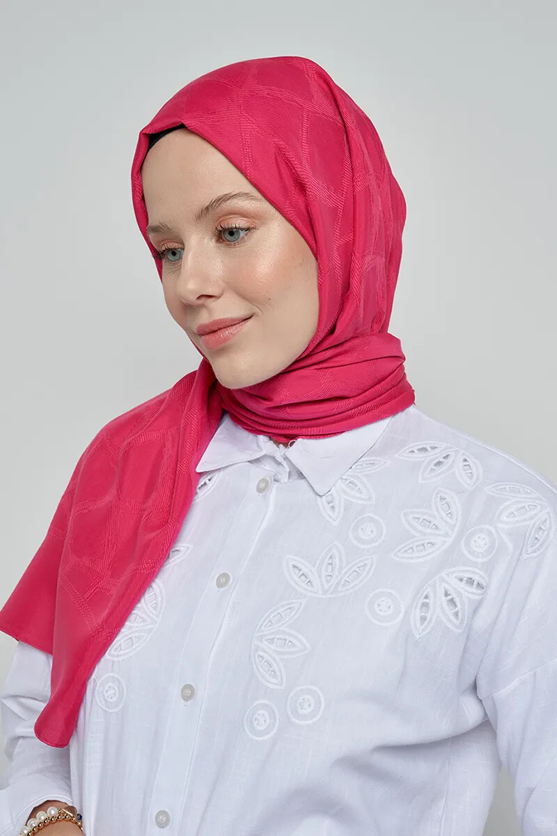 Jakar Pamuk Şal Mozaik Desen - Pembe - 1